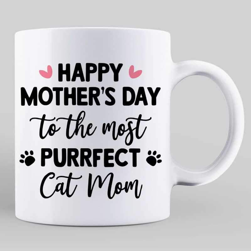 Happy Mother's Day Cat Mom Sitting Cat Cartoon Personalized Mug
