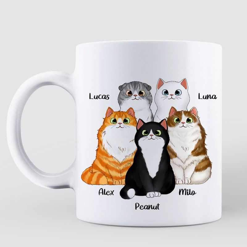Happy Pawther's Day Dad Fluffy Cat Personalized Mug