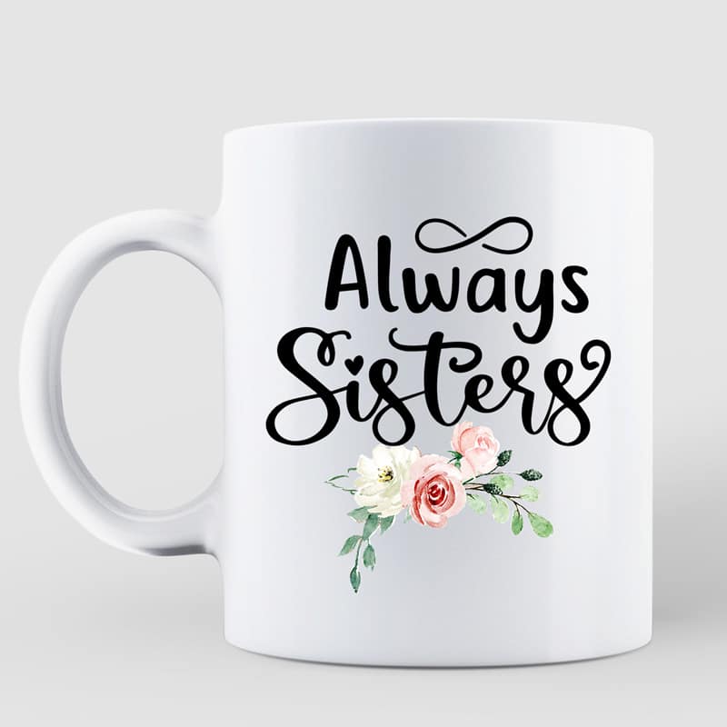 Initial Flower Sisters Personalized Mug