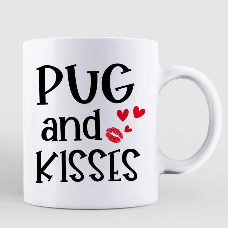 Pugs & Kisses Pug Dog Personalized Coffee Mug