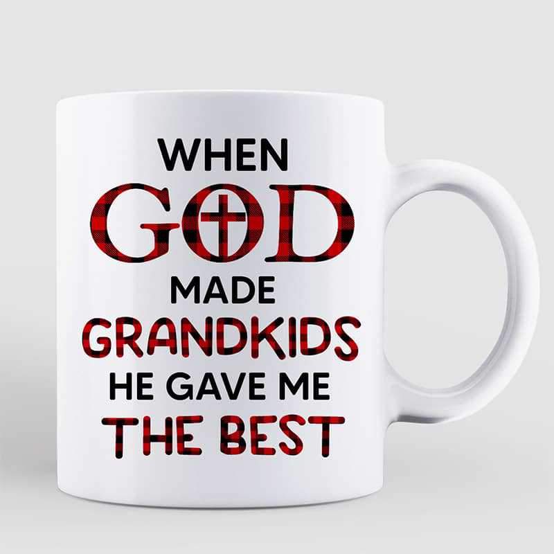 When God Made Grandkids Grandma Grandpa Personalized Mug