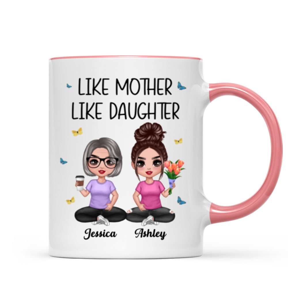 Mother Daughter Doll Sitting Flowers Mother's Day Gift Personalized Mug