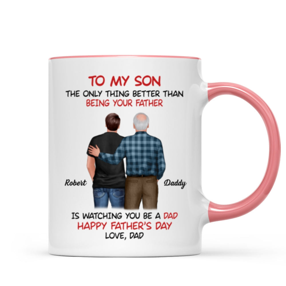 To My Son From Dad Happy Father's Day Back View Personalized Mug