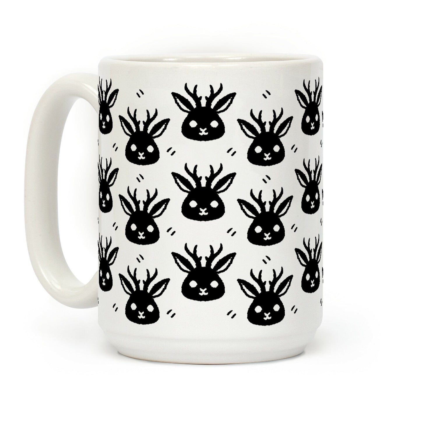 Cute Jackalope Black and White Pattern Coffee Mug