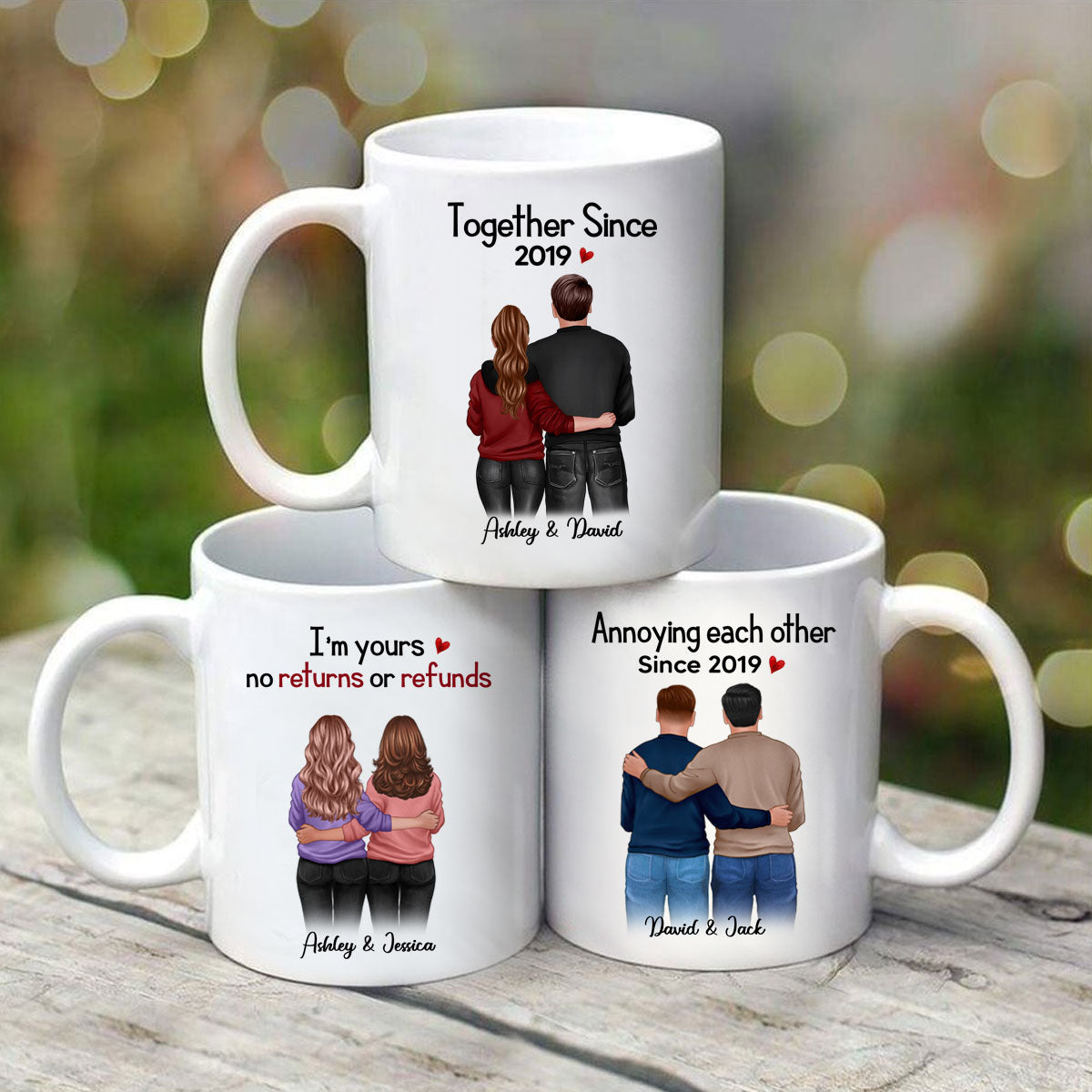 Standing Back View Couple Anniversary Gift For Him Gift For Her Personalized Mug