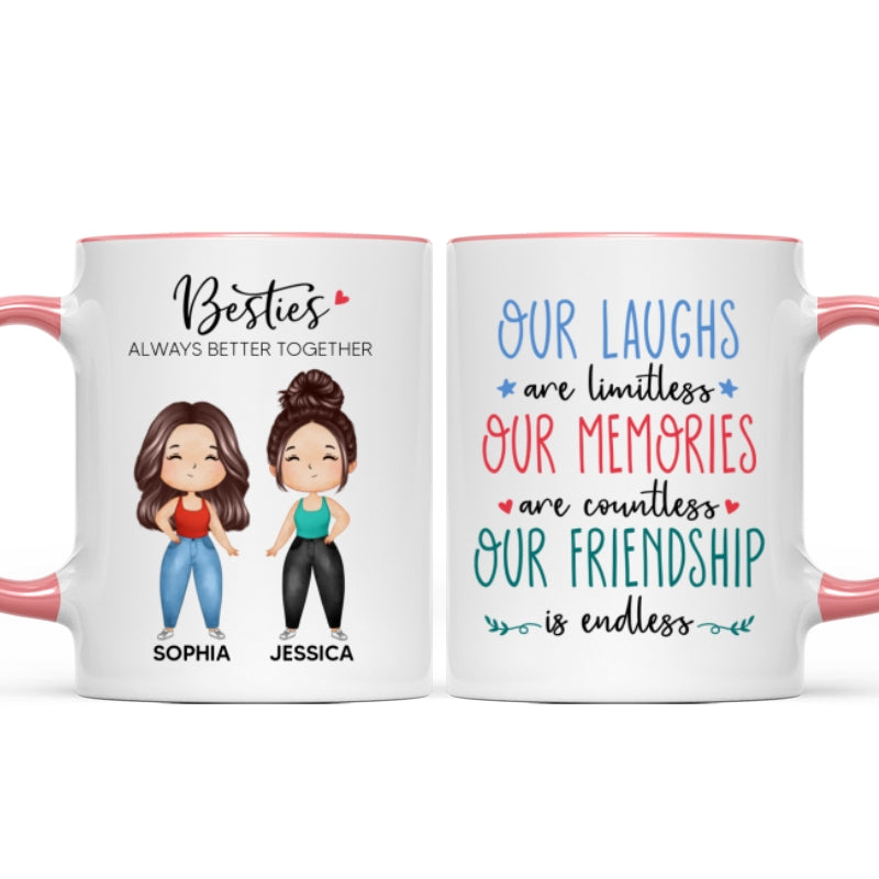 Our Laughs Are Limitless Doll Besties Watercolor Personalized Mug