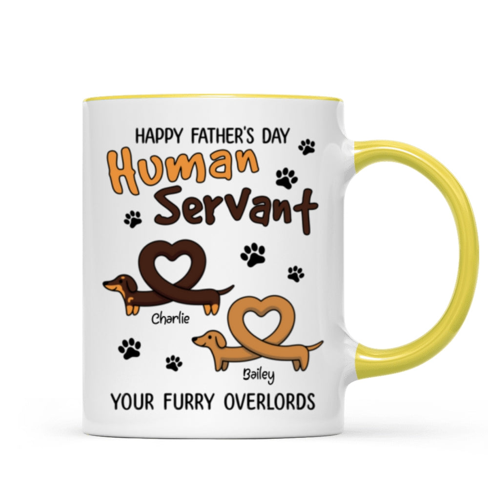Happy Mother's Day Father's Day Human Servant Dachshund Hearts Personalized Mug