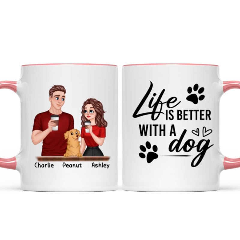 Cartoon Couple You Me & The Dog Personalized Mug