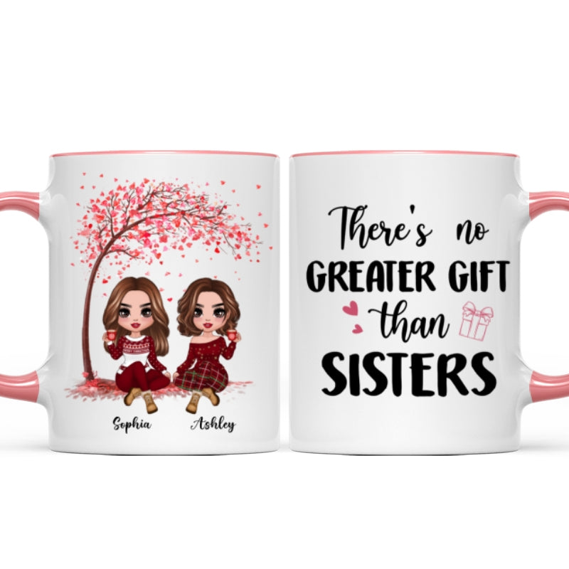 Sitting Doll Besties Under Pink Heart Tree Personalized Mug