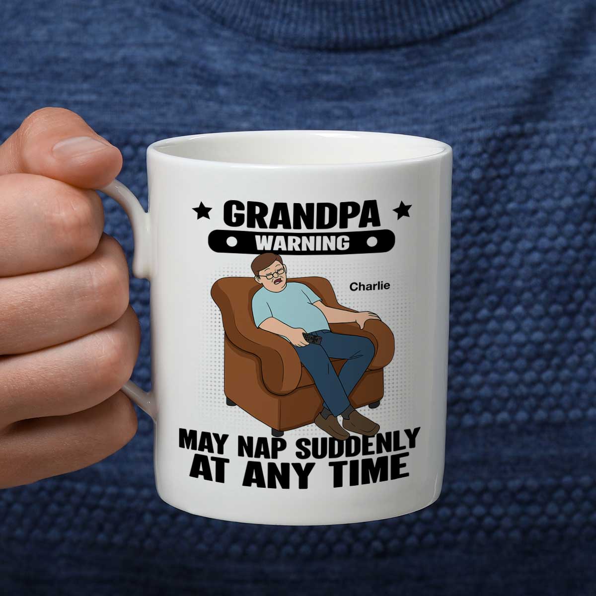 Grandpa Warning May Nap Suddenly At Any Time Funny Father's Day Gift Personalized Mug