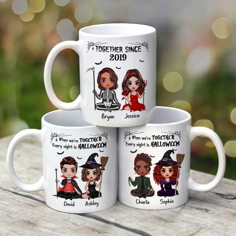 Doll Couple Sitting Halloween Costume Personalized Mug