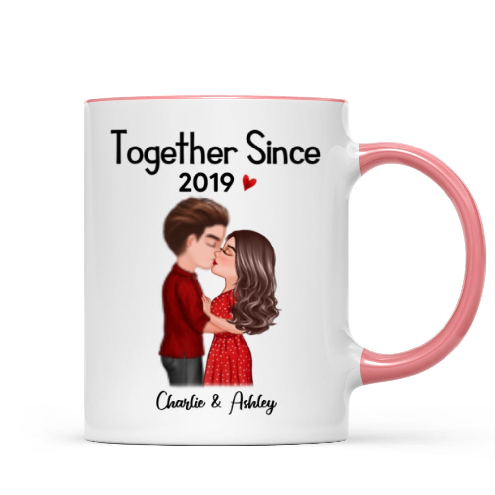 Doll Couple Kissing Anniversary Gift For Him Gift For Her Personalized Mug