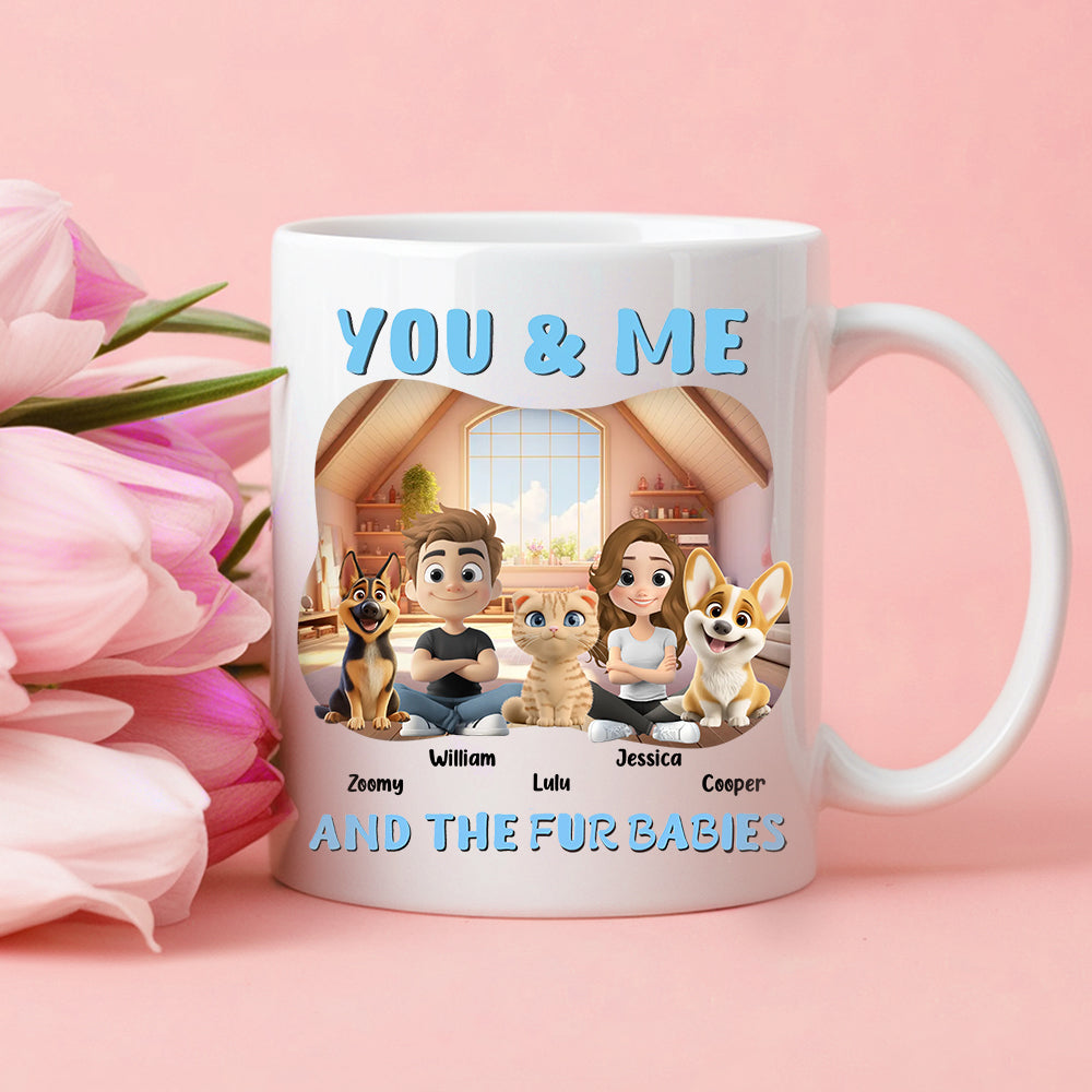 Personalized White Ceramic Couple & Dog Mug - Dog Lovers Gift