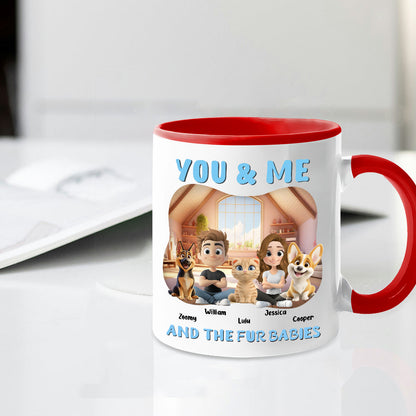 Personalized White Ceramic Couple & Dog Mug - Dog Lovers Gift