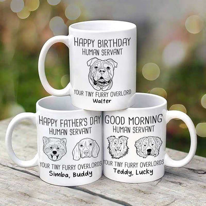 Happy Father's Day Human Servant Dog Head Outline Personalized Mug