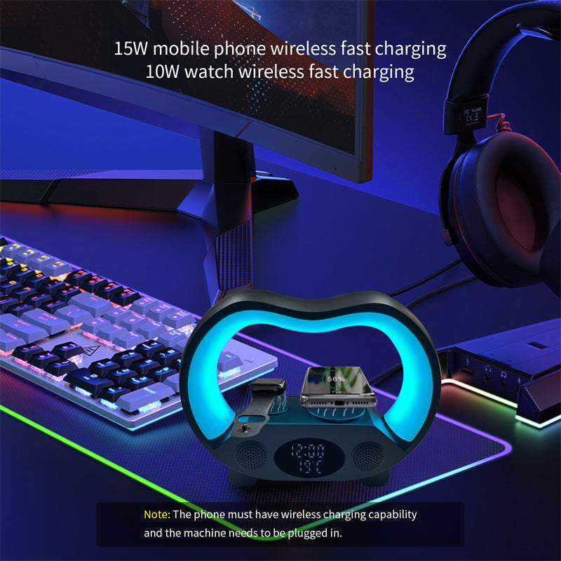 6In1 Multi-Function Wireless Charger Night Light Bluetooth Speaker