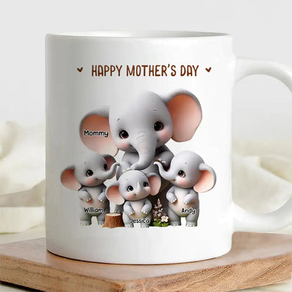 Custom Elephant Mother & Baby Mug for Mom Personalized Ceramic Cup
