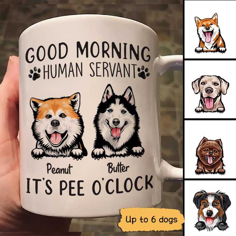 Pee O'clock Peeking Dogs Personalized Mug