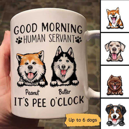 Pee O'clock Peeking Dogs Personalized Mug