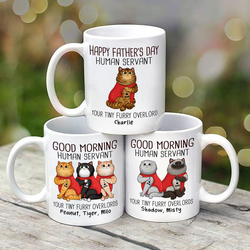 Good Morning Human Servant Tattoo Cat Personalized Mug