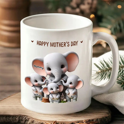 Custom Elephant Mother & Baby Mug for Mom Personalized Ceramic Cup