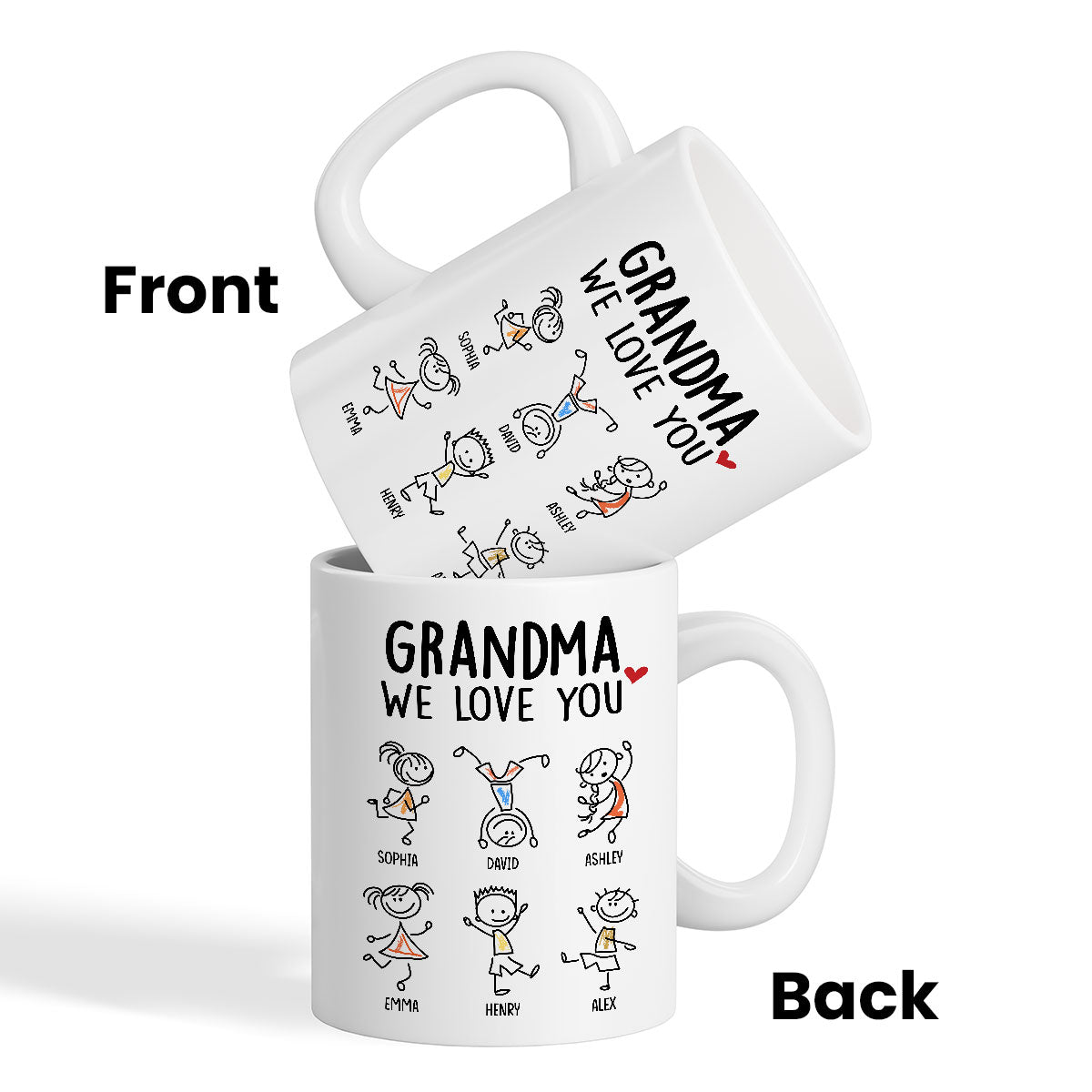Drawing Kids We Love You Gift For Dad Mom Grandma Grandpa Personalized Mug