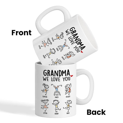 Drawing Kids We Love You Gift For Dad Mom Grandma Grandpa Personalized Mug
