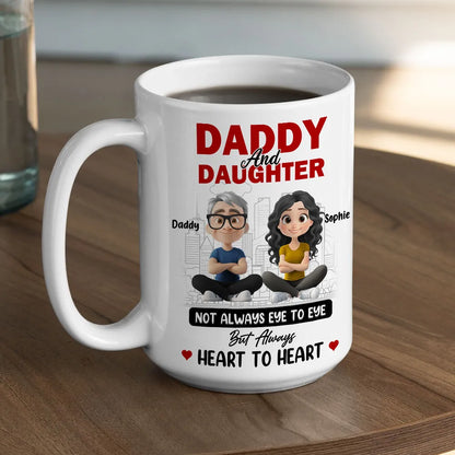 Dad And Daughter Share Love - Personalized Two-Tone Mug with Cute Design - Perfect Gift for Fathers and Daughters