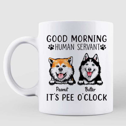 Pee O'clock Peeking Dogs Personalized Mug