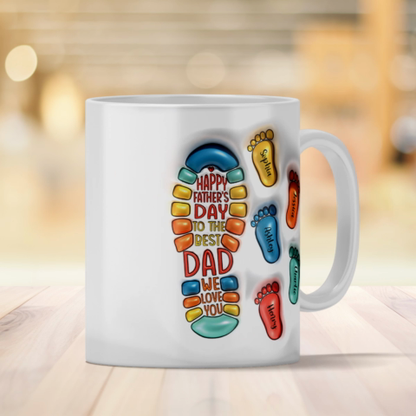 Happy Father's Day Dad Footprints Personalized 3D Inflated Printed Mug
