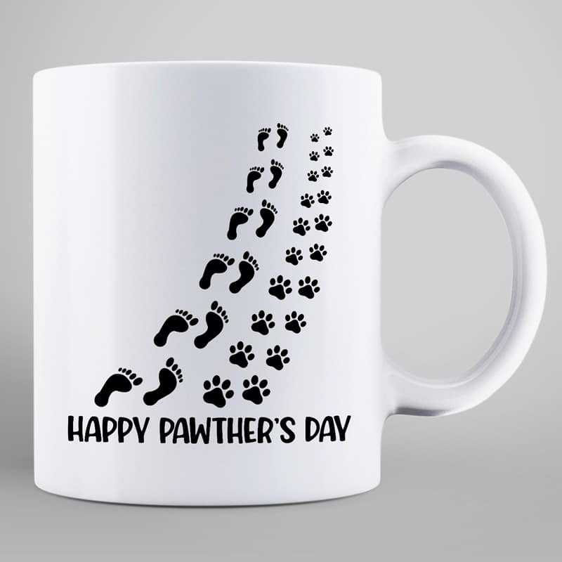 Happy Pawther's Day Dog Dad Back View Personalized Mug
