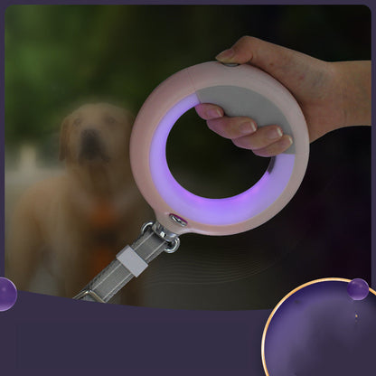 Glowing Ring Retractable Dog Leash And Flashlight