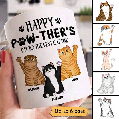 Happy Pawther's Day Gift For Cat Dad Fluffy Cats Personalized Mug