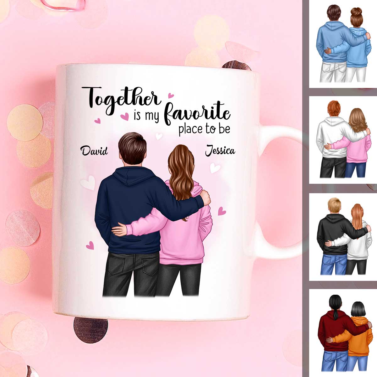 Together Is My Favorite Place To Be Couple Valentine's Day Gift For Him For Her Personalized Mug