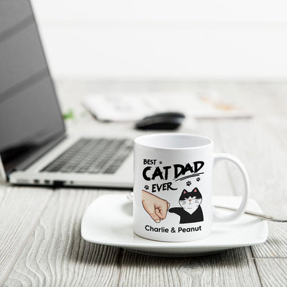 Best Cat Dad Ever Fist Bump Funny Cute Cats Personalized Mug