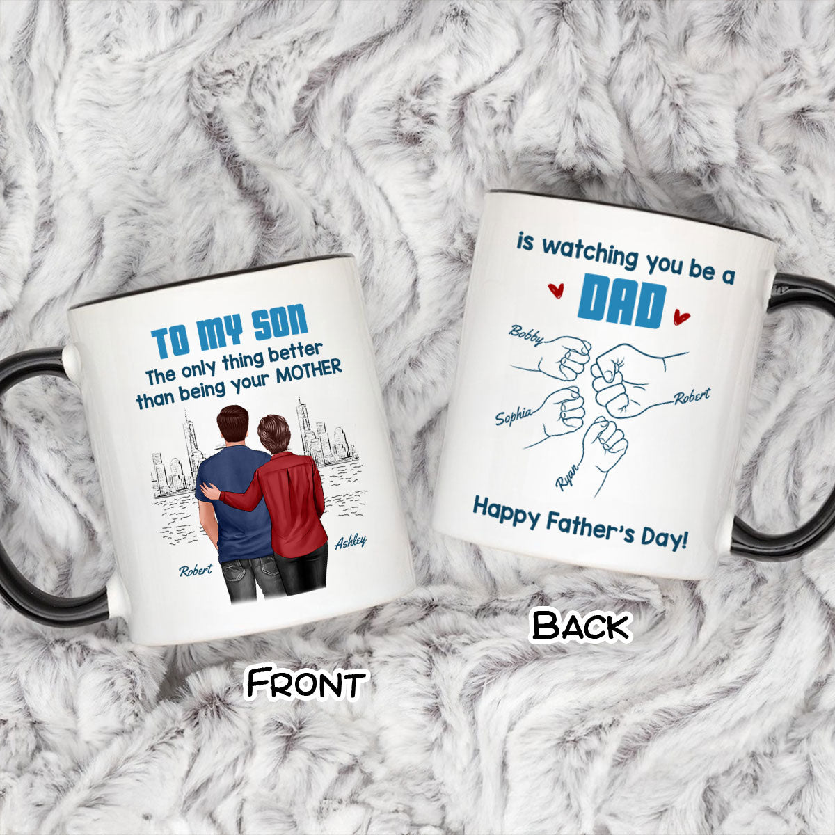 From Mom Dad To Son Watching You Be A Dad Blue Tone - Personalized Mug - Gift For Son
