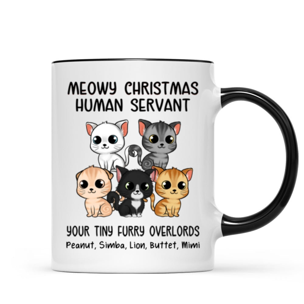 Meowy Christmas Human Servant Cute Fluffy Cat Personalized Mug