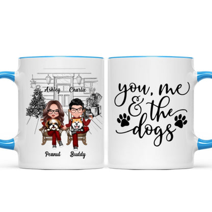 Couple And The Dogs Front Porch Personalized Christmas Mug