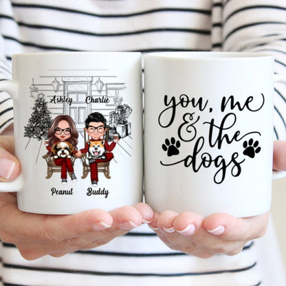 Couple And The Dogs Front Porch Personalized Christmas Mug