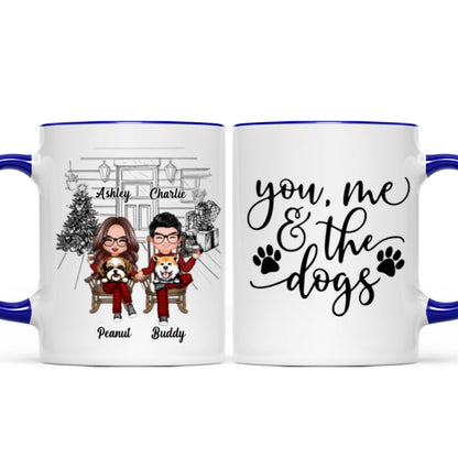 Couple And The Dogs Front Porch Personalized Christmas Mug
