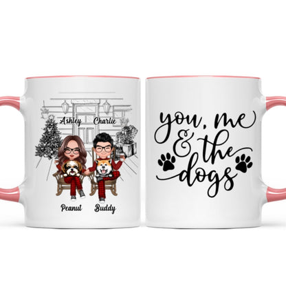 Couple And The Dogs Front Porch Personalized Christmas Mug