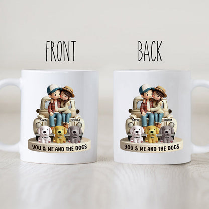 Couple On Truck You Me And The Dog Cats Personalized Mug, Heartfelt Gift For Couple, For Dog Lovers, Cat Lovers, Pet Lovers