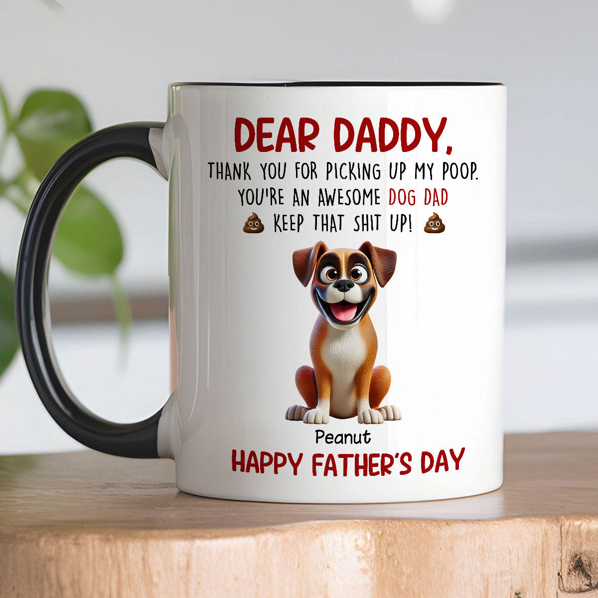Thanks For Picking Up My Poop Dad Cute Cartoon Dogs Personalized Mug