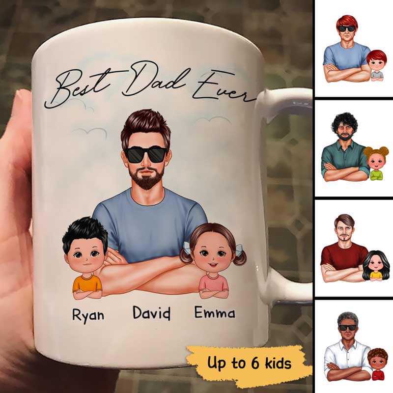 Real Man And Kids Best Dad Ever Father's Day Gift Personalized Mug