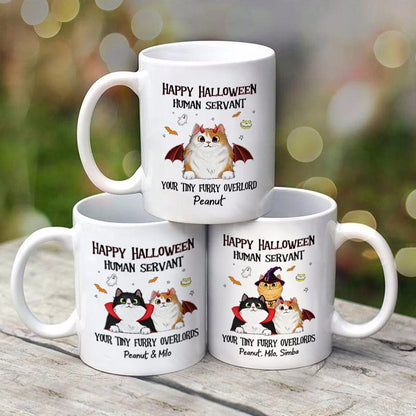 Happy Halloween Human Servant Fluffy Cats Personalized Mug