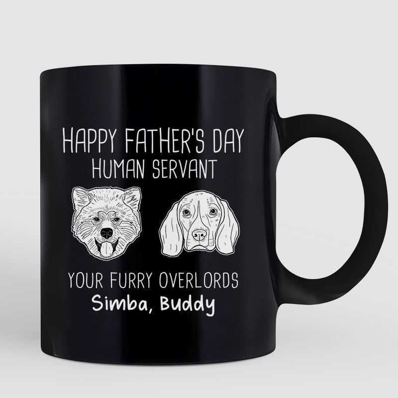 Happy Father's Day Dog Head Outline Gift For Dog Dad Personalized Black Mug