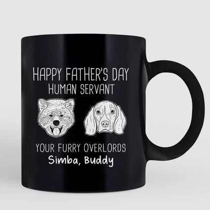 Happy Father's Day Dog Head Outline Gift For Dog Dad Personalized Black Mug