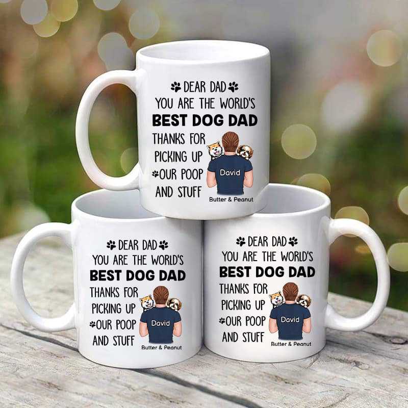 Dad Carrying Dogs On Shoulder Father's Day Gift Personalized Mug