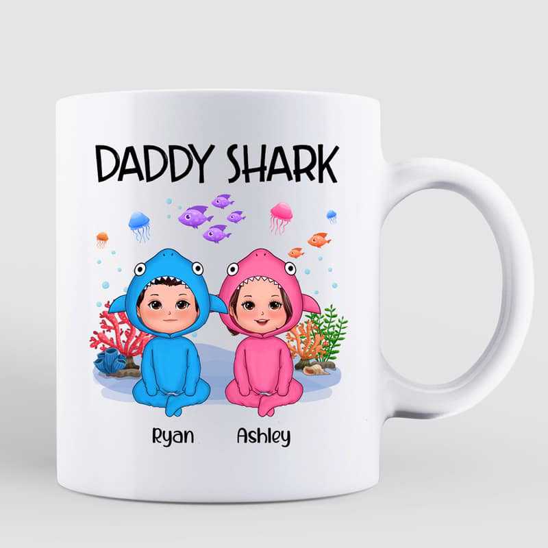 Daddy Shark Doll Kids Father's Day Gift Personalized Mug