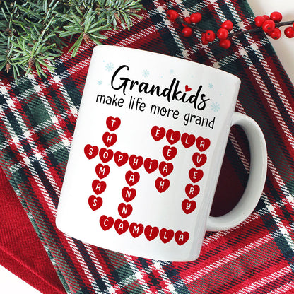 Grandkids Make Life Grand Crossword Puzzle Art Christmas Gift For Grandma Personalized Mug